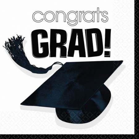 Congrats Grad White Luncheon Napkins (36 Pack)- Graduation Party