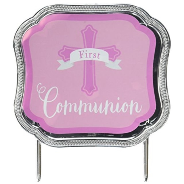 First Communion Pink Cake Topper