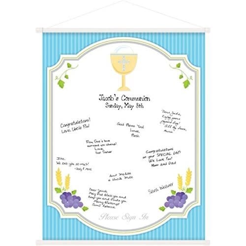 Blue Communion Hanging Sign-in Scroll