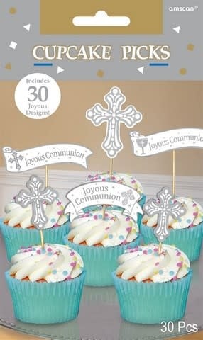 Communion Silver Cupcake Picks