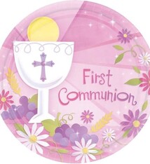First Communion Pink 10"  Plates (18 Pack)