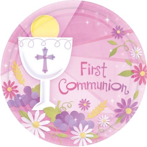 First Communion Pink 10"  Plates (18 Pack)