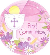 First Communion Pink 7" Plates (18 Pack)