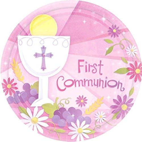 First Communion Pink 7" Plates (18 Pack)