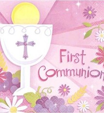 First Communion Pink  Luncheon Napkin (36 Pack)