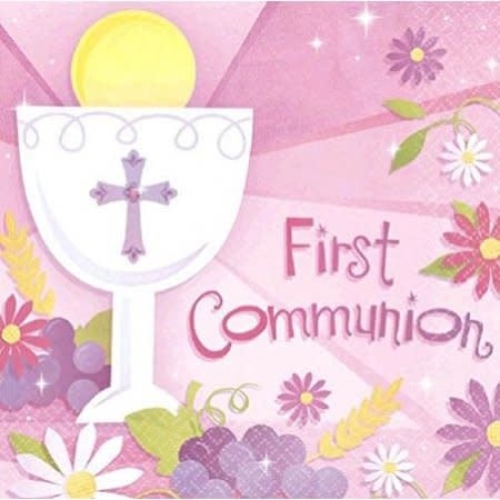First Communion Pink  Luncheon Napkin (36 Pack)