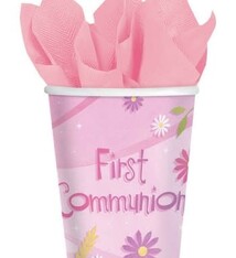Pink First Communion Cups 18 Count