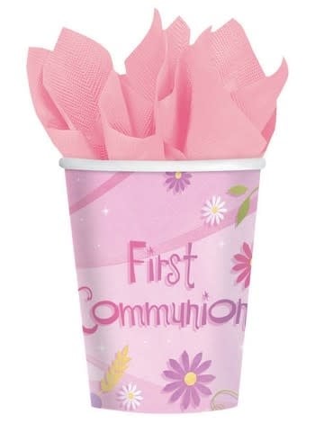 Pink First Communion Cups 18 Count