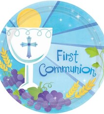 Blue Communion  Plates, 10.5 in (18 Count)