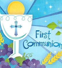 Blue First Communion Beverage Napkins 36 Count