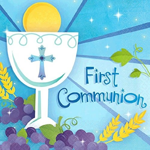 Blue First Communion Beverage Napkins 36 Count