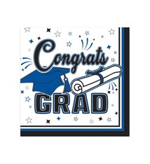 Congrats Grad Beverage Napkins Blue