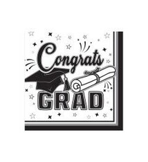 Congrats Grad Beverage Napkins Black