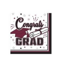 Congrats Grad Beverage Napkins Burgundy