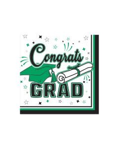 Congrats Grad Beverage Napkins Green