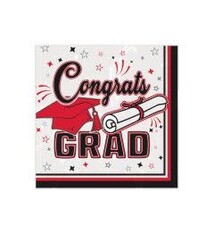 Congrats Grad Beverage Napkins Red
