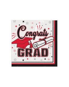Congrats Grad Beverage Napkins Red