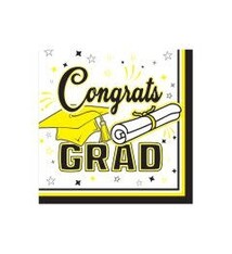 Congrats Grad Beverage Napkins Yellow