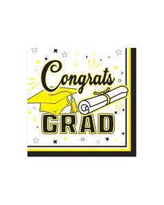Congrats Grad Beverage Napkins Yellow