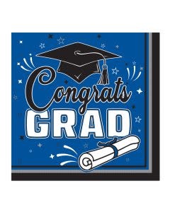 Congrats Grad Luncheon Napkins Blue