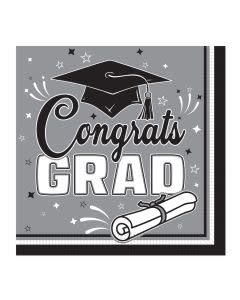 Congrats Grad Luncheon Napkins Black