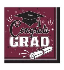 Congrats Grad Luncheon Napkins Burgundy