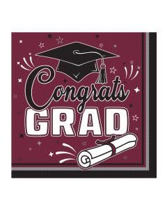 Congrats Grad Luncheon Napkins Burgundy