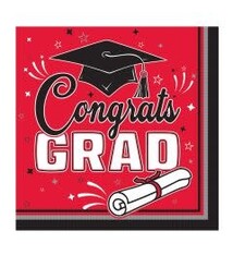 Congrats Grad Luncheon Napkins Red