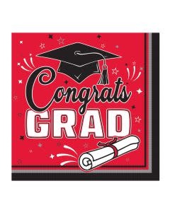 Congrats Grad Luncheon Napkins Red