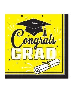 Congrats Grad Luncheon Napkins Yellow