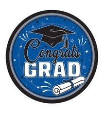 9" Congrats Grad Plates Blue