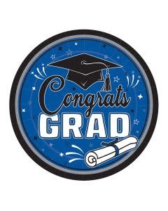 9" Congrats Grad Plates Blue
