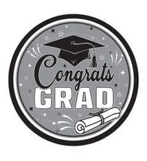 9" Congrats Grad Plates Black