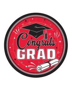 9" Congrats Grad Plates Red