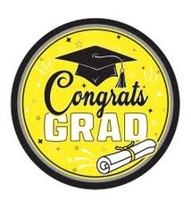 9" Congrats Grad Plates Yellow