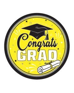 9" Congrats Grad Plates Yellow