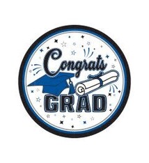 7" Congrats Grad Plates Blue