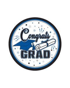 7" Congrats Grad Plates Blue