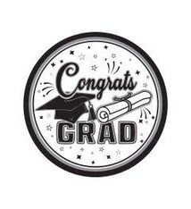 7" Congrats Grad Plates Black