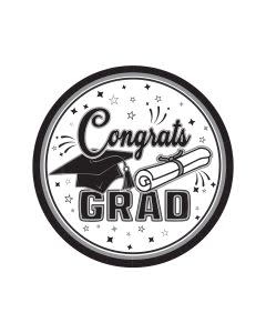 7" Congrats Grad Plates Black