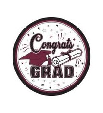 7" Congrats Grad Plates Burgundy