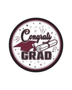 7" Congrats Grad Plates Burgundy