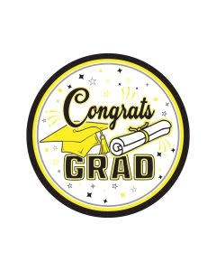 7" Congrats Grad Plates Yellow
