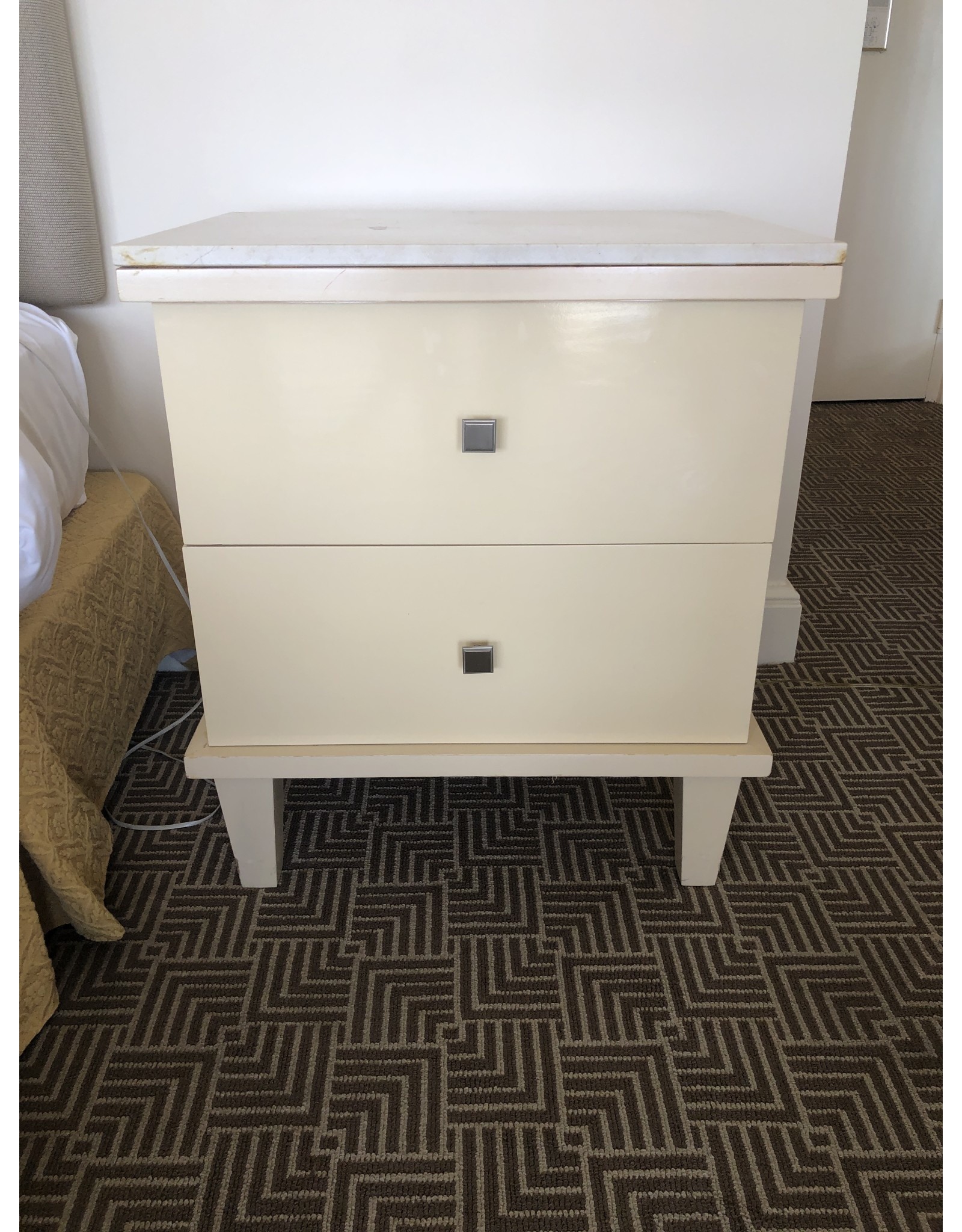 Waldorf Astoria WALDORF-Cream Nightstand W/Marble Top