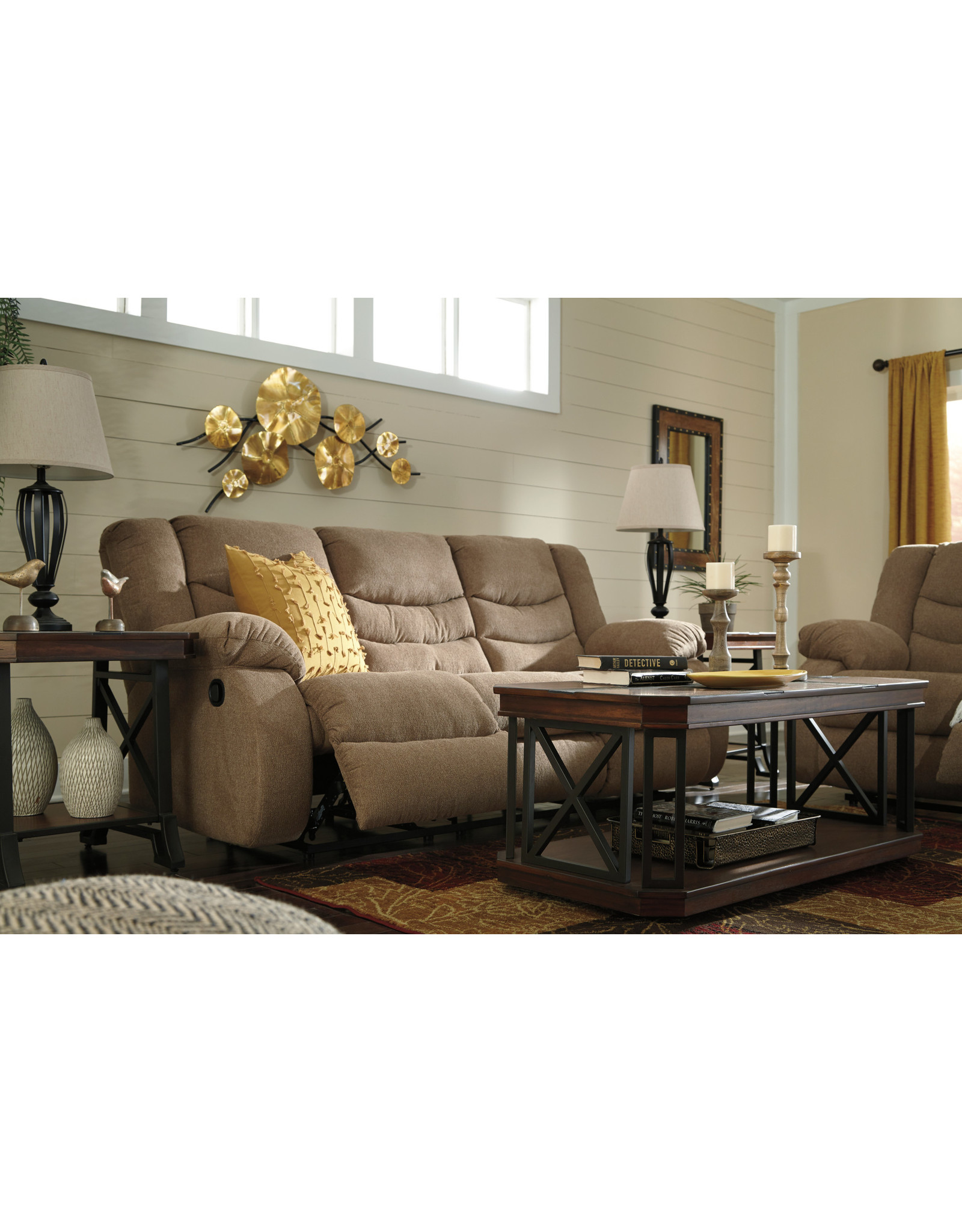 Tulen 9860488 Tan Reclining Sofa