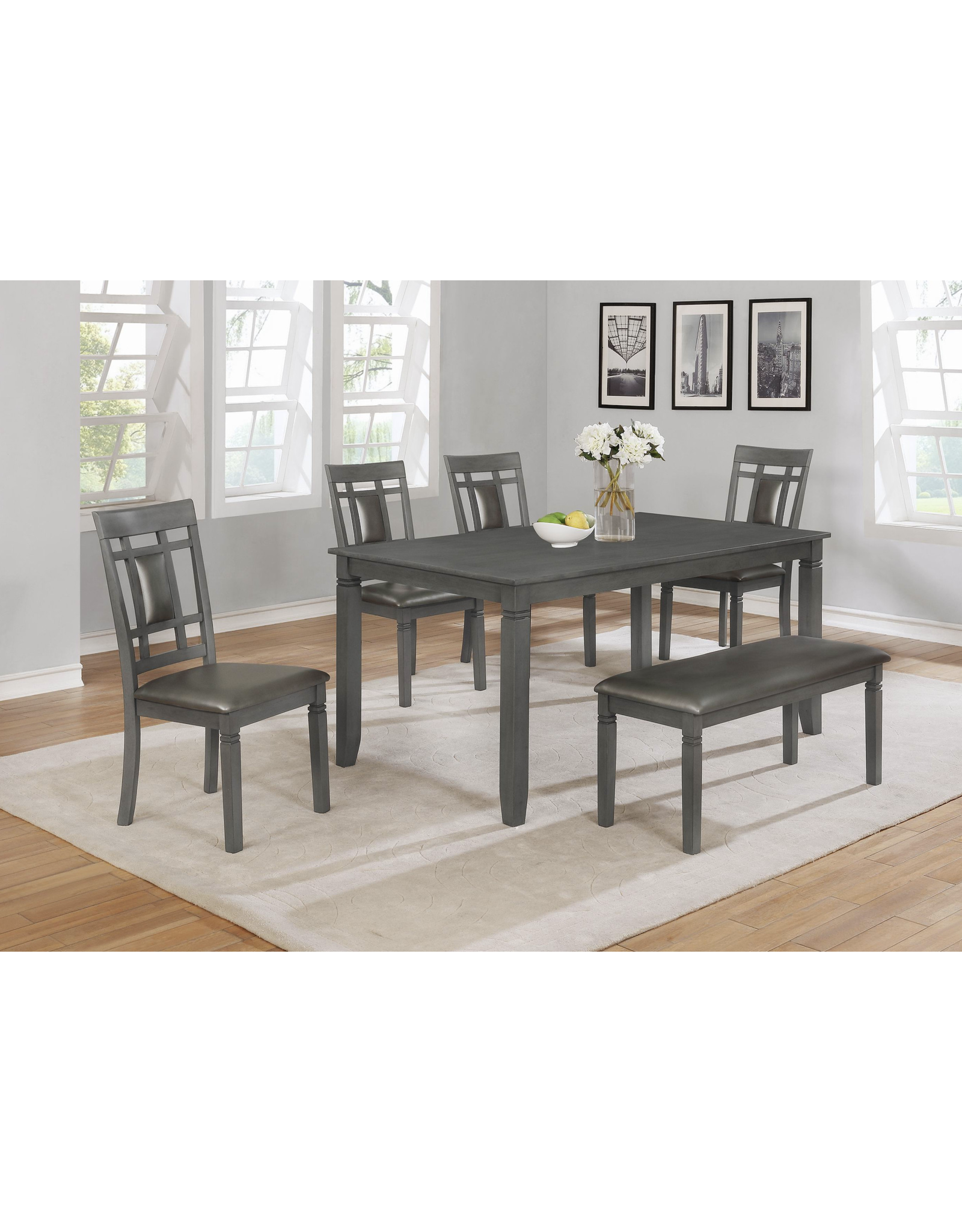 D209-6 Franklin Table & 4 chairs w/ Bench