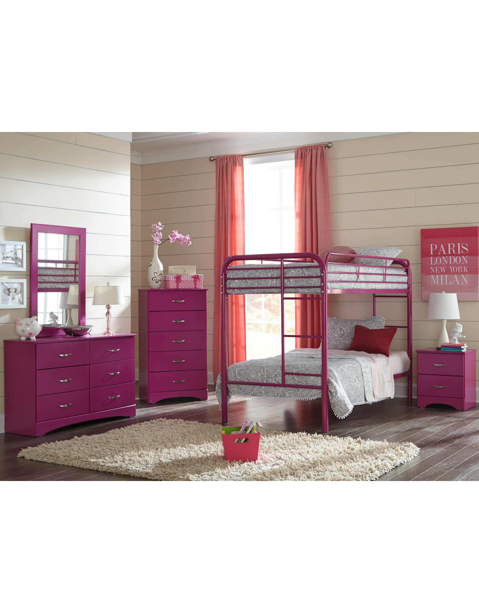 171-TT Twin/Twin Bunkbed Raspberry