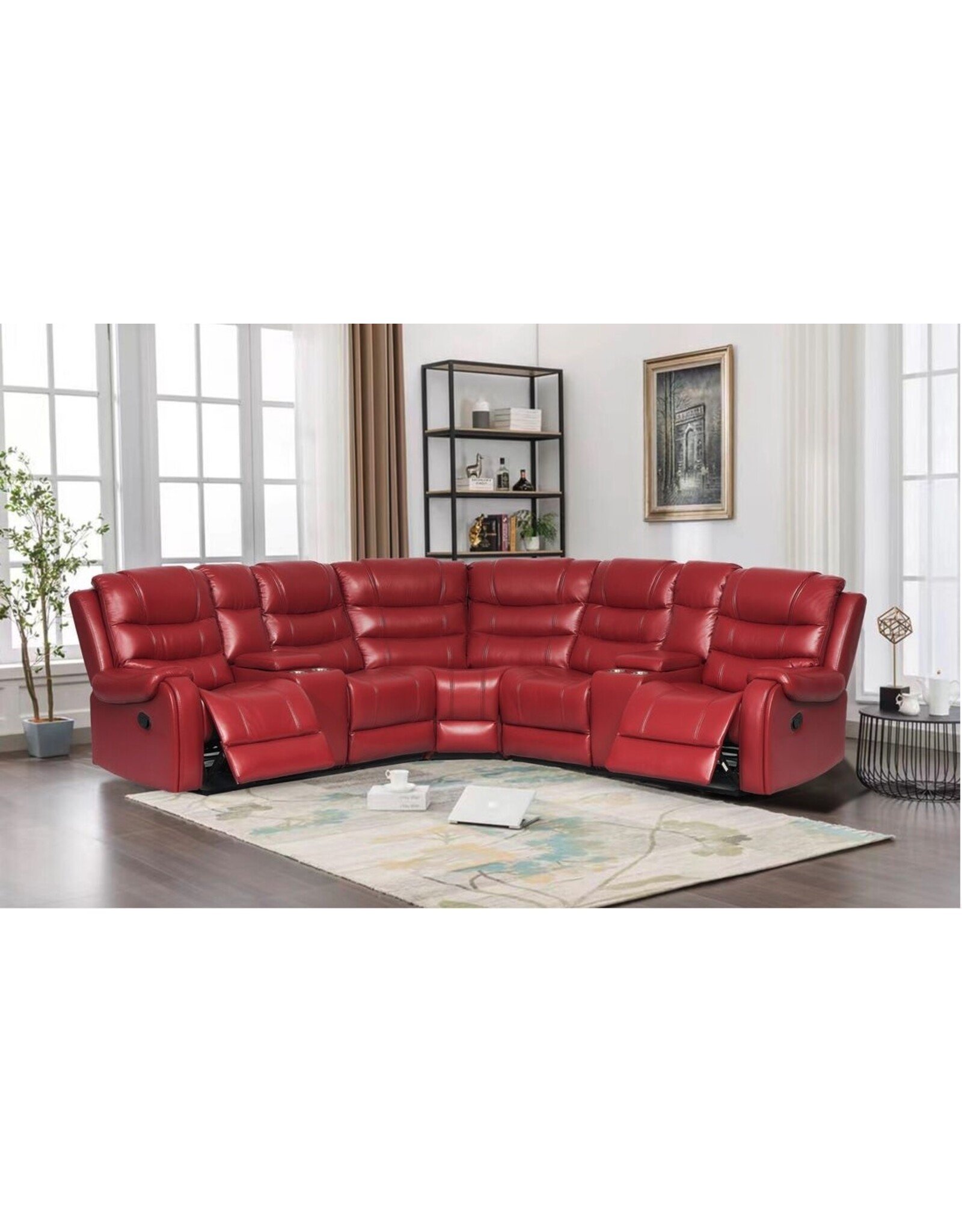 Rose Red Leather Gel Sectional