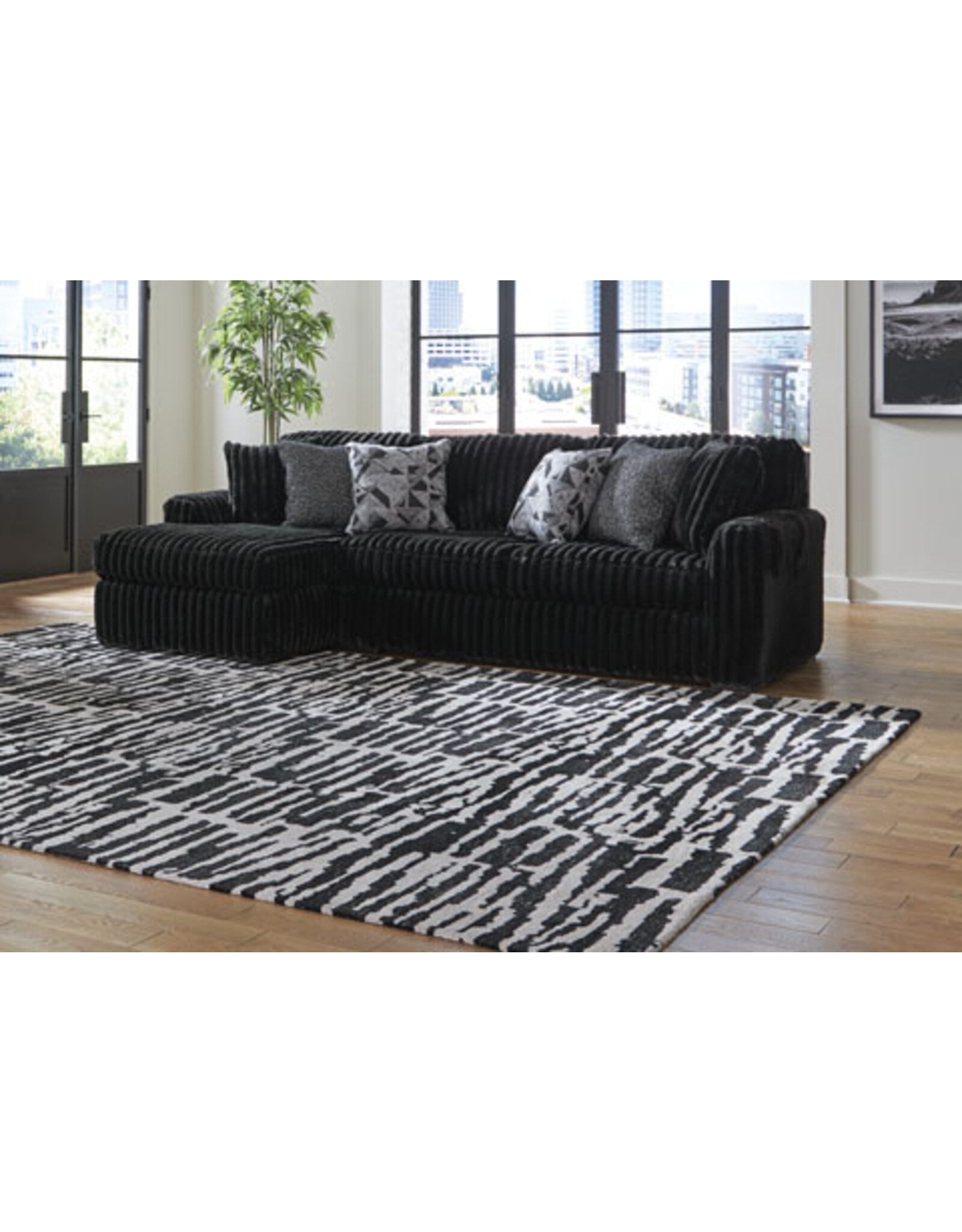 98103 Corduroy Sectional Black LAF 2Pc