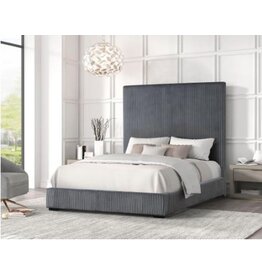 Sally Sally Grey Corduroy Platform Bed - Queen